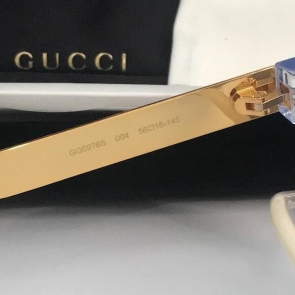 New Authentic Gucci GG0976S 004 Crystal Gold Mirror Oversized Sunglasses - Picture 11 of 11